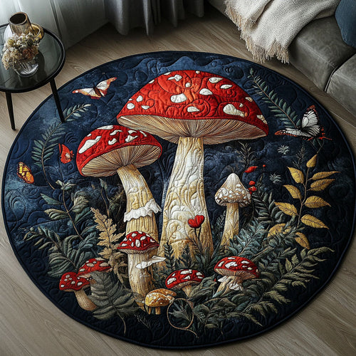 Shroomy Secret Garden Quilted Round Mat NCU0PT4051