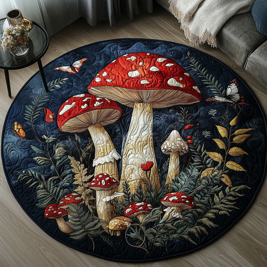 Shroomy Secret Garden Quilted Round Mat NCU0PT4051
