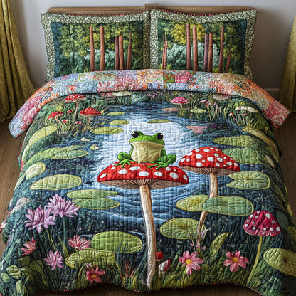 Shroomy Vibes 3-Piece Quilted Bedding Set NCU0NT6958
