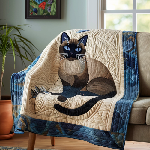 Siamese Cat Charm Quilted Blanket NCU0DV5874