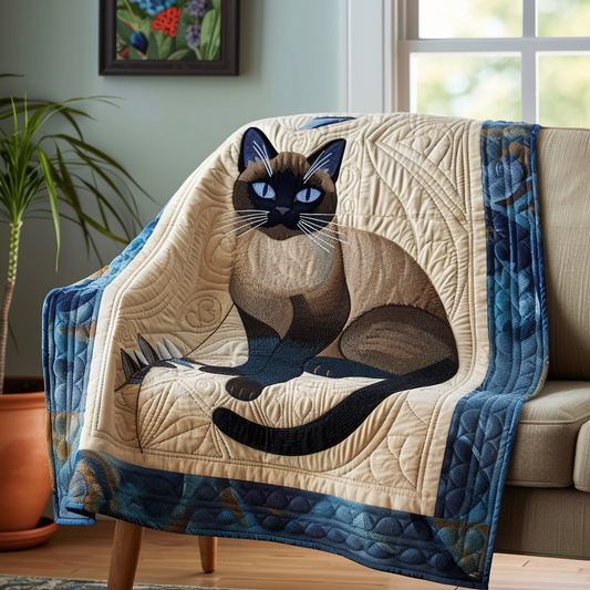 Siamese Cat Charm Quilted Blanket NCU0DV5874