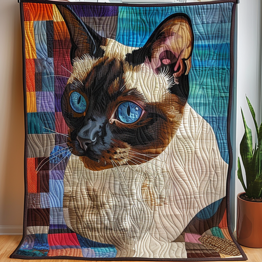 Siamese Cat Elegance Quilted Blanket NCU0DV5870