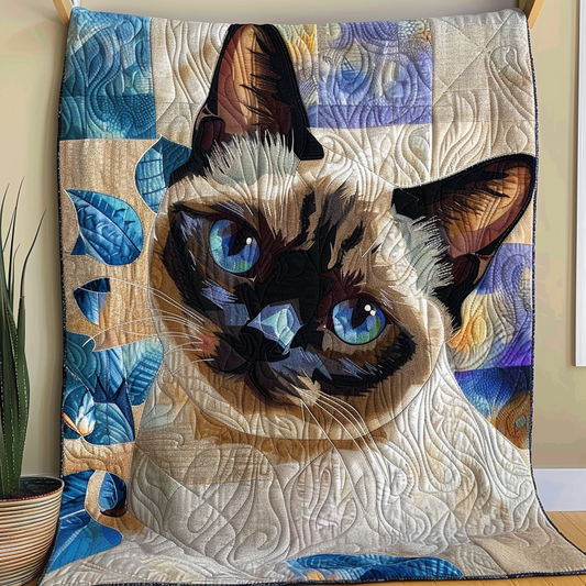 Siamese Cat Gaze Quilted Blanket NCU0DV5871