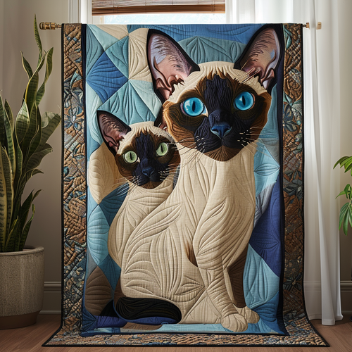Siamese Cat Muse Quilted Blanket NCU0DV5873