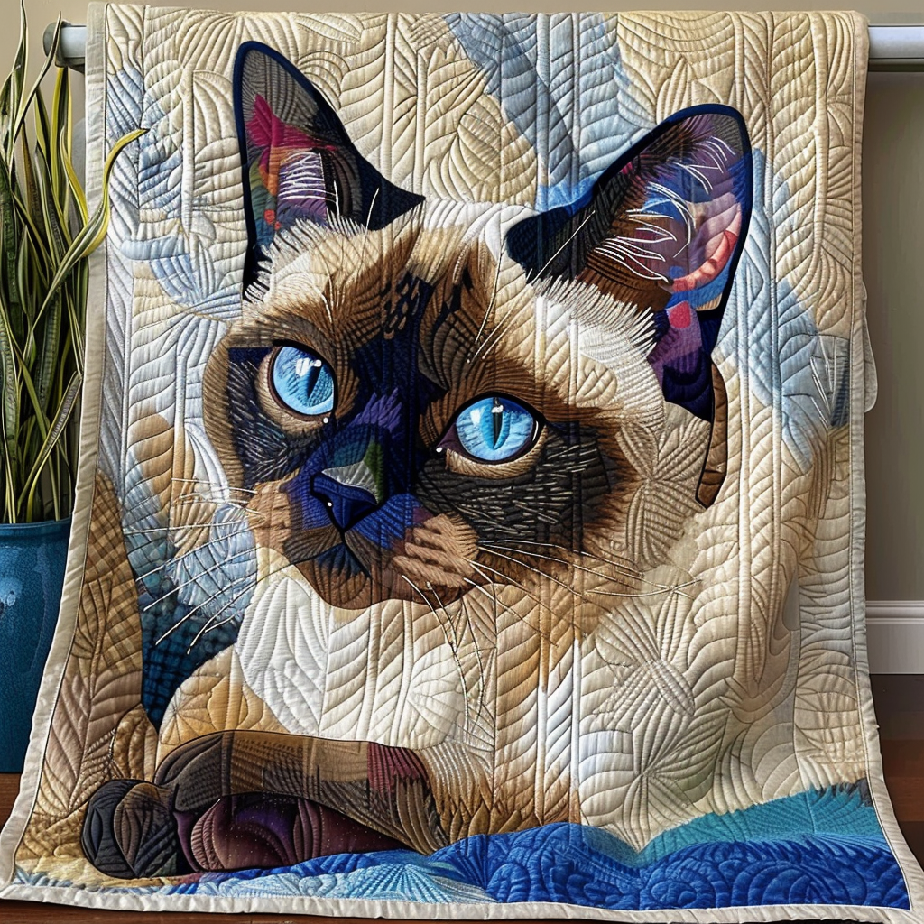 Siamese Cat Whispers Quilted Blanket NCU0DV5866