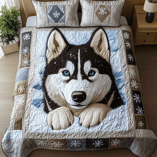 Siberian Snowflakes 3-Piece Quilted Bedding Set NCU0TH2544