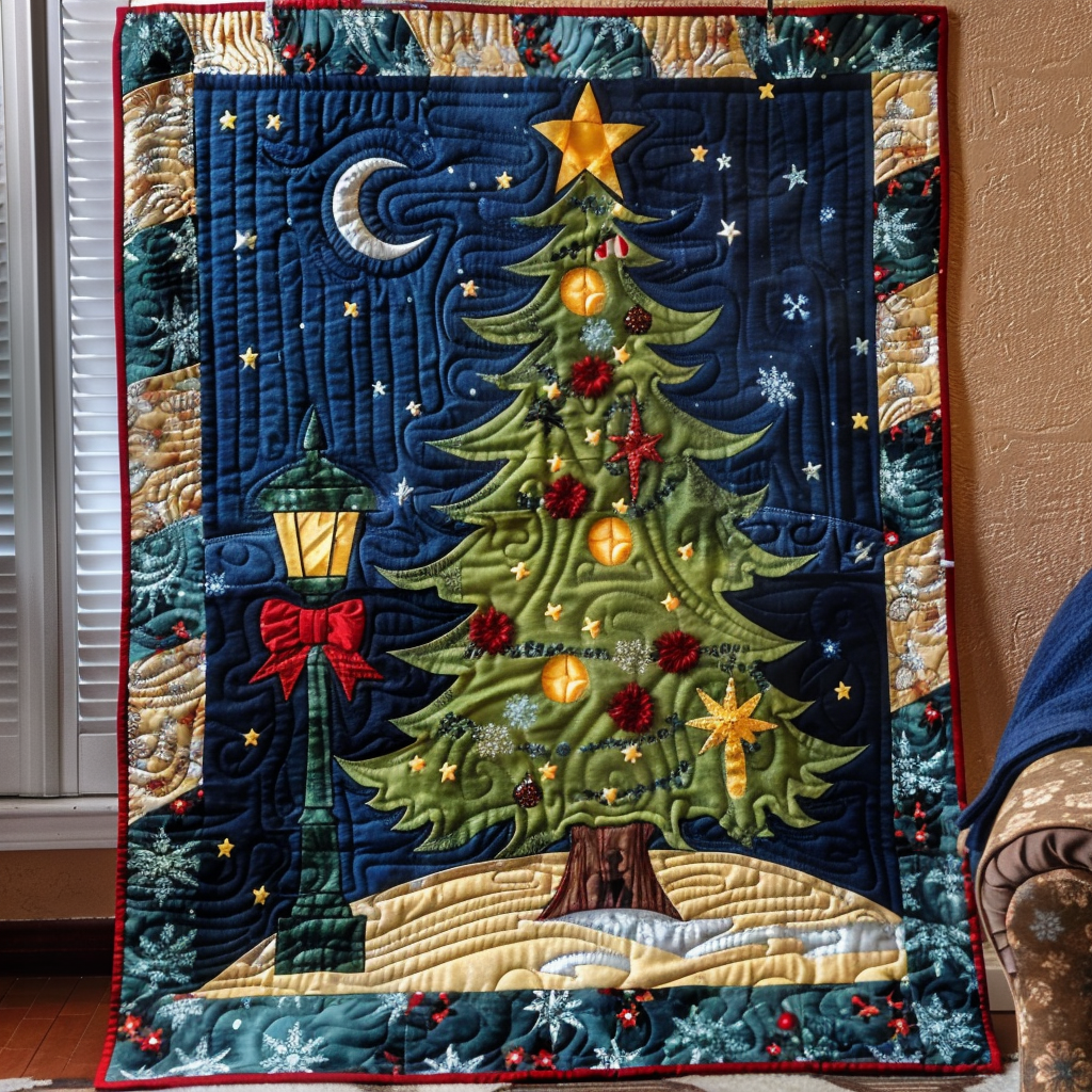 Silent Night Tree Quilted Blanket NCU0PT149