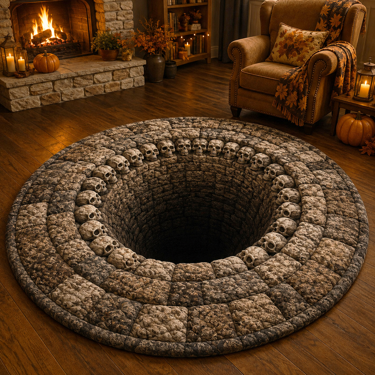 Silent Abyss Quilted Round Mat NCU0TD2948