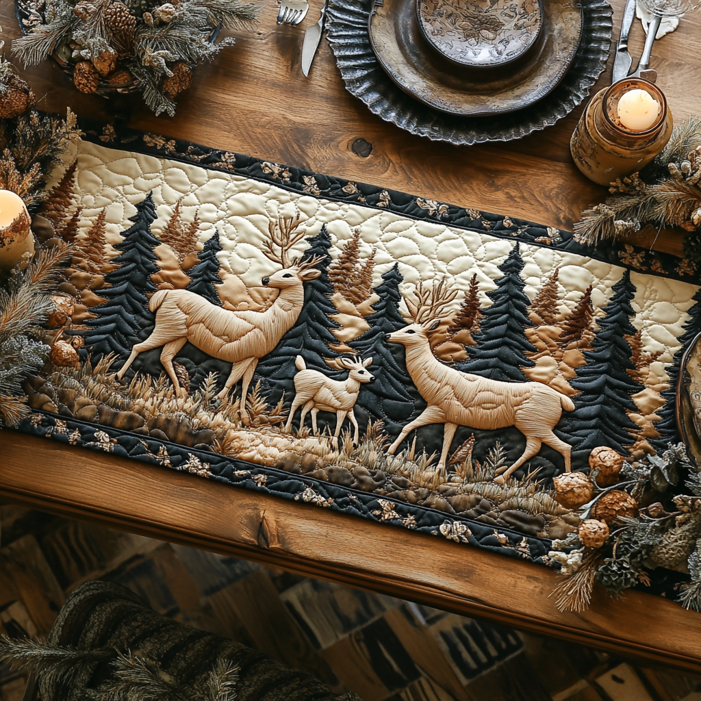 Silent Antlers Quilted Table Runner NCU0DV5083