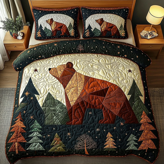 Silent Bear 3-Piece Quilted Bedding Set NCU0DK7500