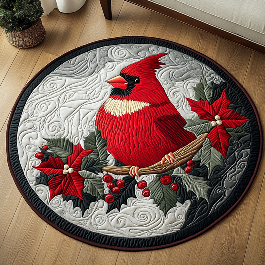 Silent Cardinal Quilted Round Mat NCU0DK9917