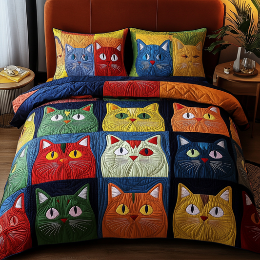 Silent Cat 3-Piece Quilted Bedding Set NCU0DK7435