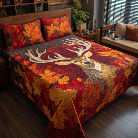 Silent Deer 3-Piece Quilted Bedding Set NCU0DK8664