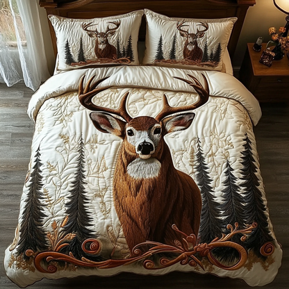 Silent Deer 3-Piece Quilted Bedding Set NCU0DV5314