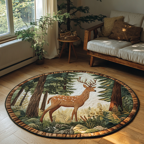 Silent Deer Quilted Round Mat NCU0DK8064