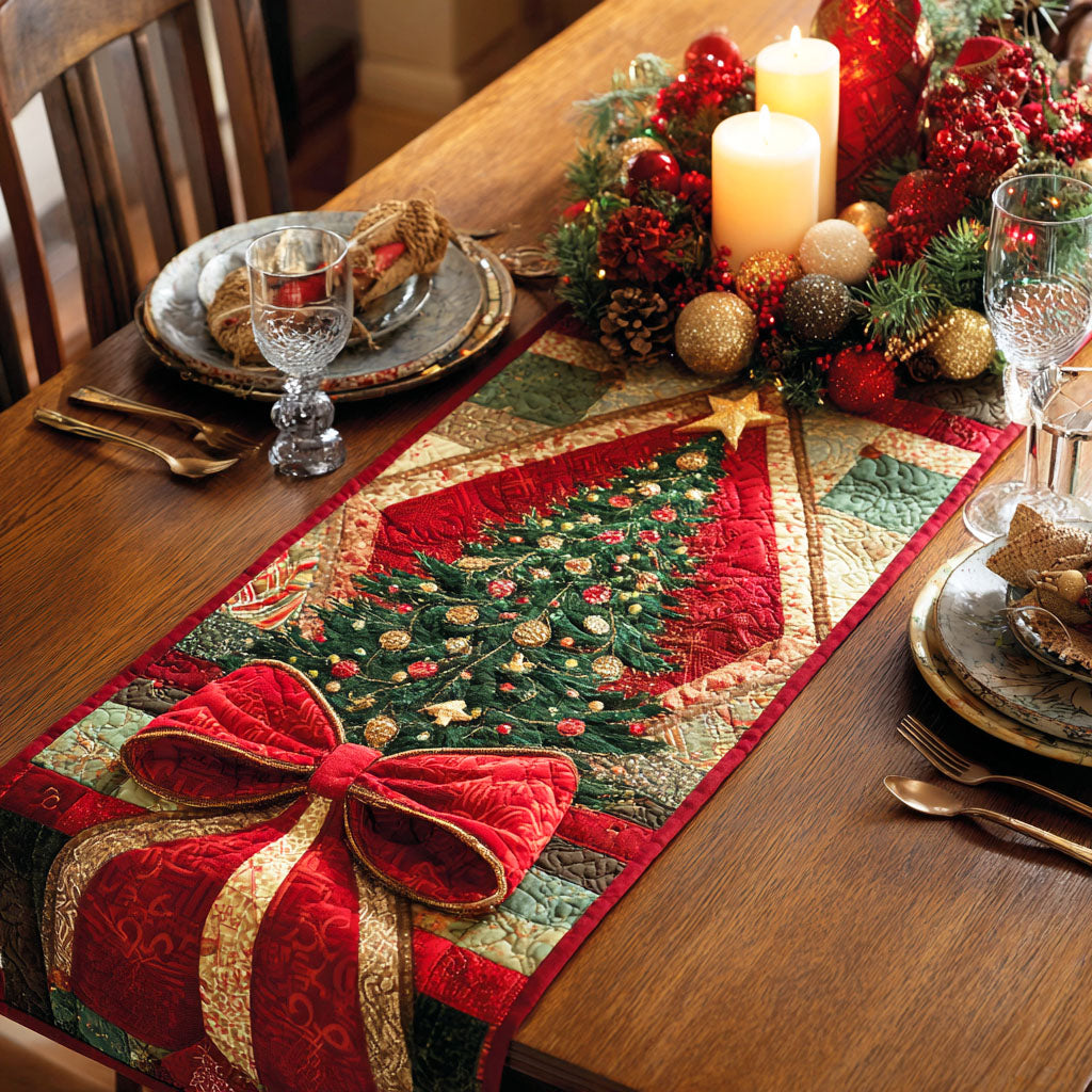 Silent Evergreen Quilted Table Runner NCU0TD554