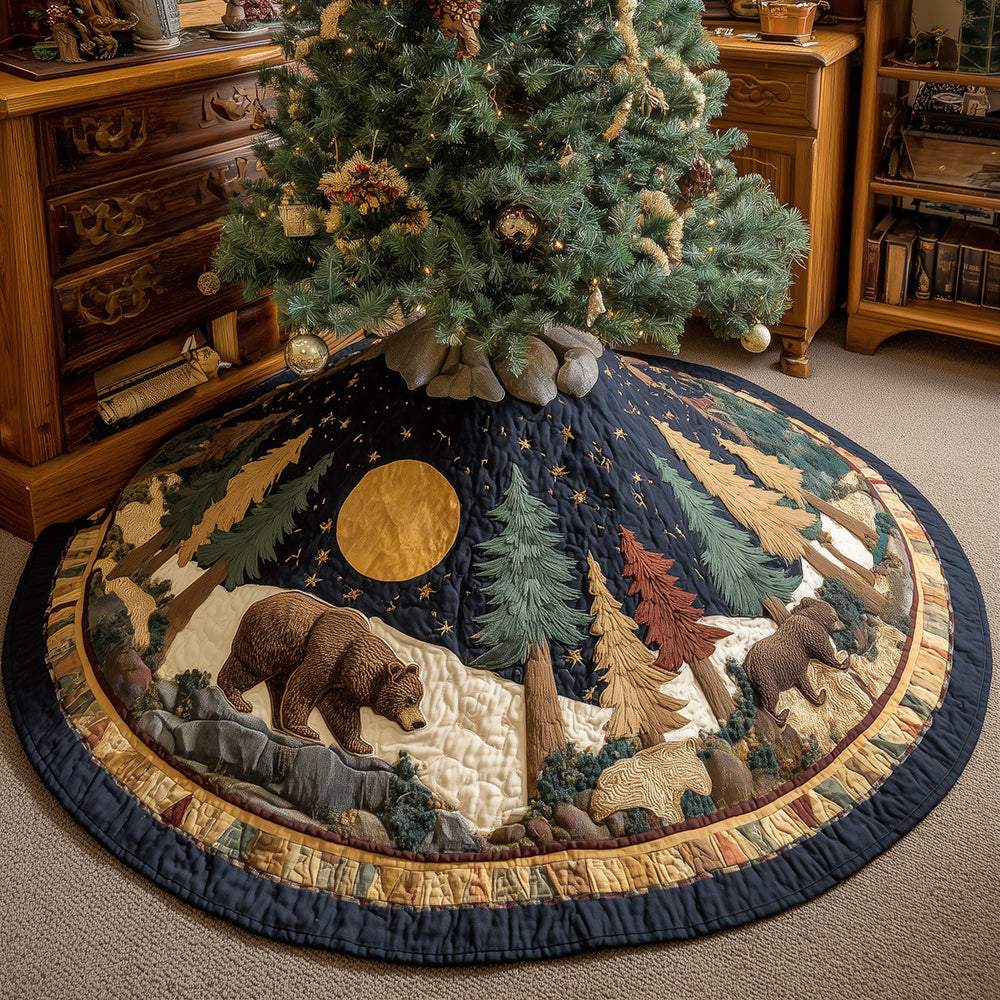 Silent Forest Night Christmas Quilted Tree Skirt NCU0TH3866