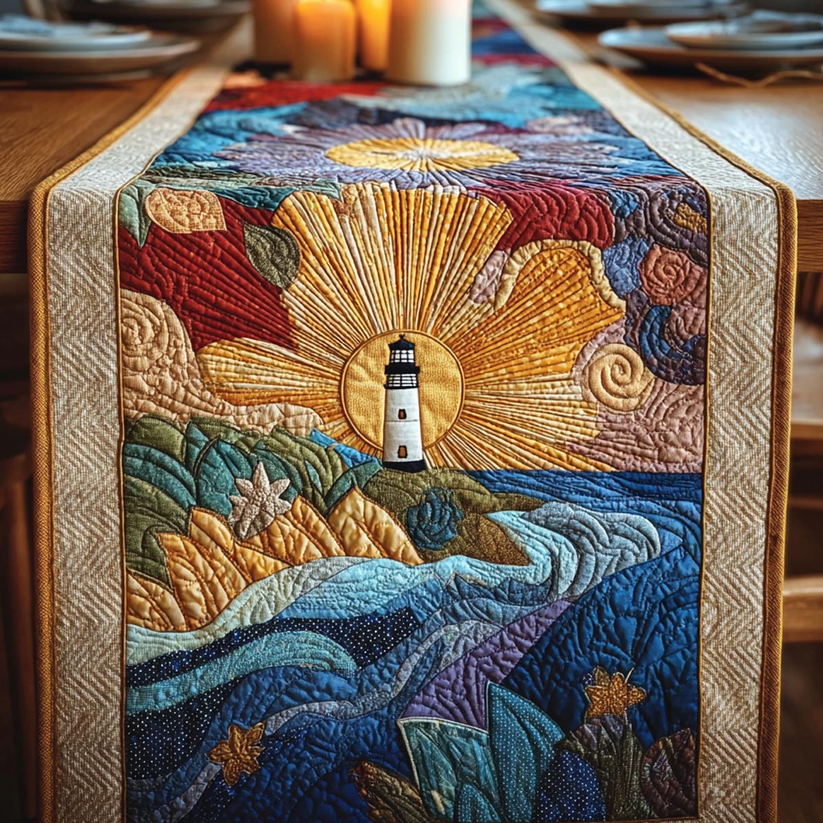 Silent Light Quilted Table Runner NCU0DV9158