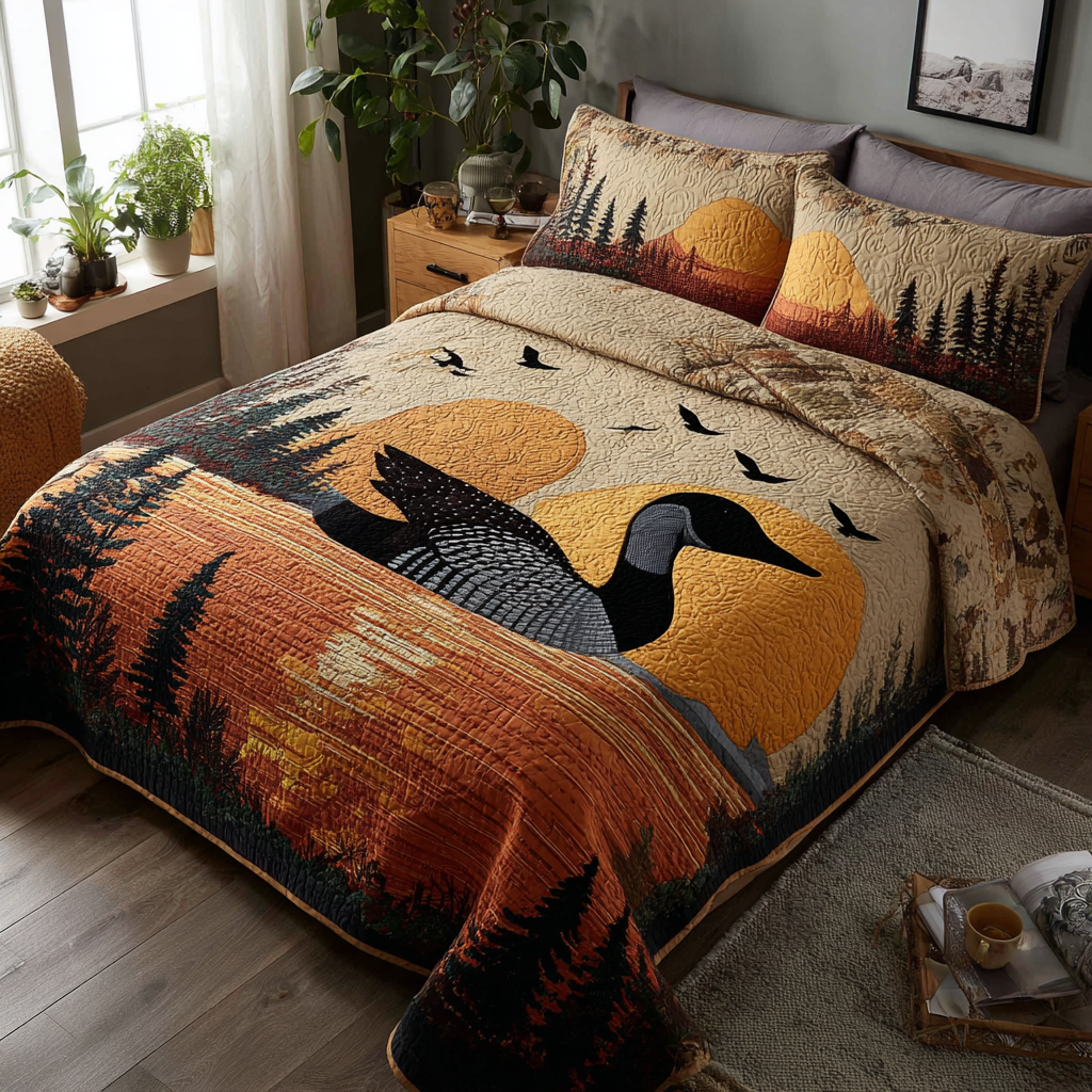 Silent Loon 3-Piece Quilted Bedding Set NCU0DK8420