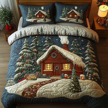 Log Cabin 3-Piece Quilted Bedding Set NCU0VT351