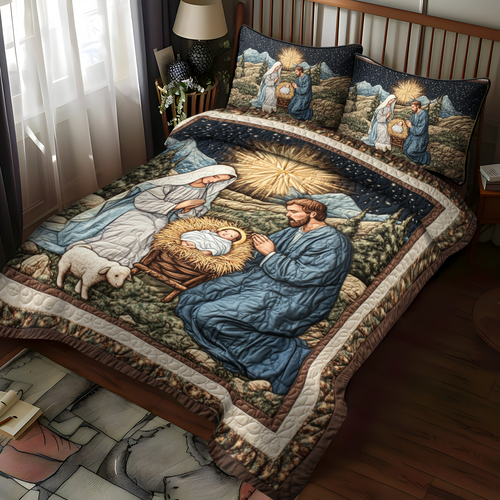 Silent Night Blessings 3-Piece Quilted Bedding Set NCU0DK1856