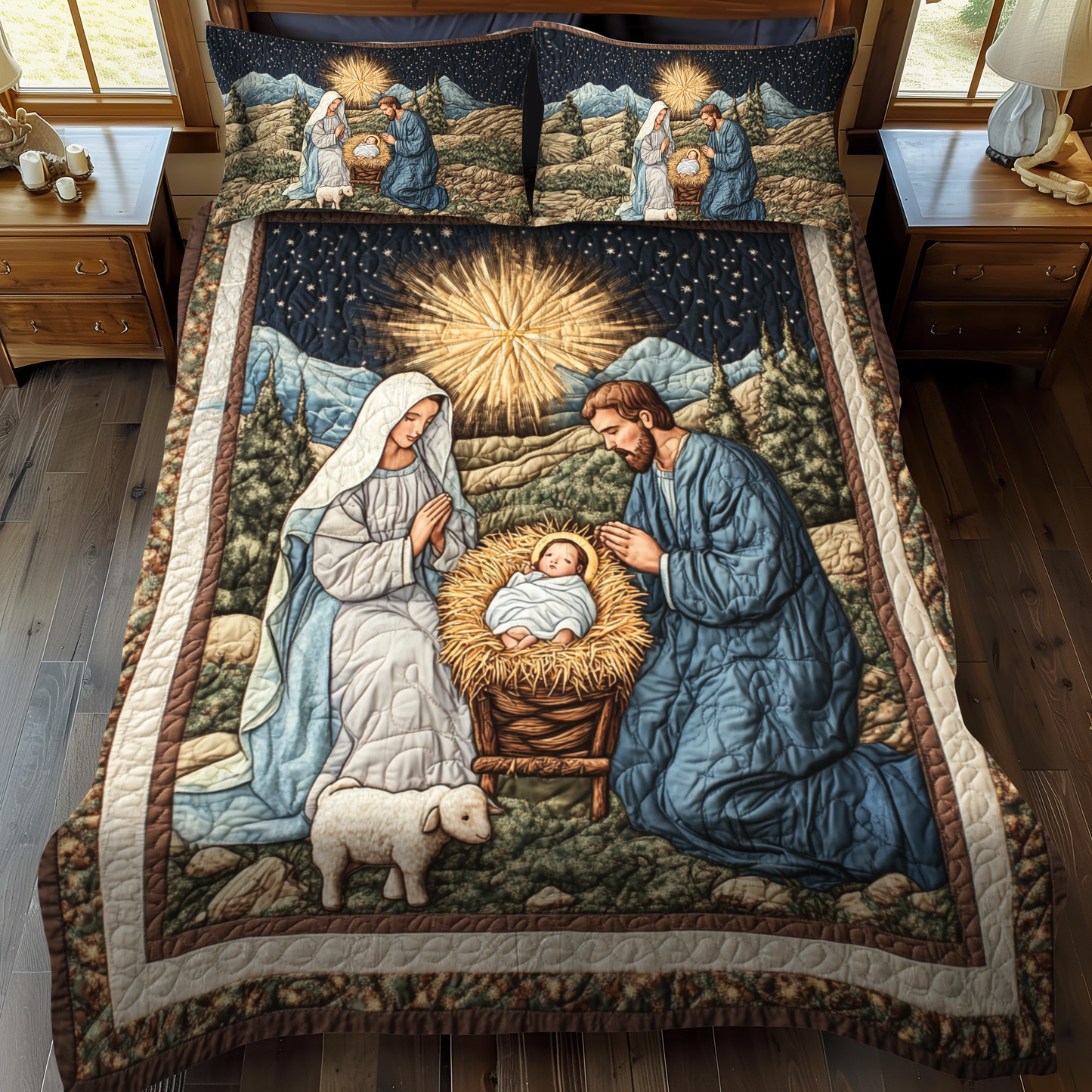 Silent Night Blessings 3-Piece Quilted Bedding Set NCU0DK1856