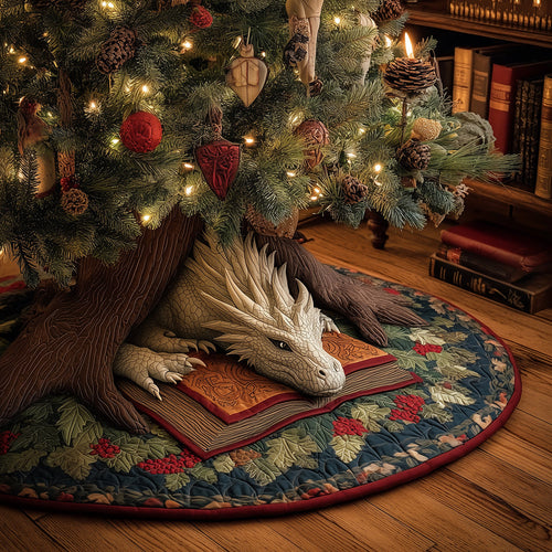 Silent Night Dragon Christmas Quilted Tree Skirt NCU0TH3660