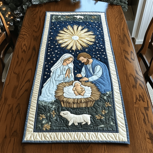 Silent Night Grace Quilted Table Runner NCU0DK1657