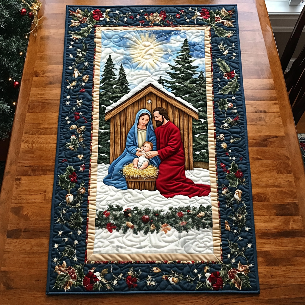 Silent Night Serenity Quilted Table Runner NCU0DK1642