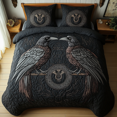 Silent Omen 3-Piece Quilted Bedding Set NCU0DK4972