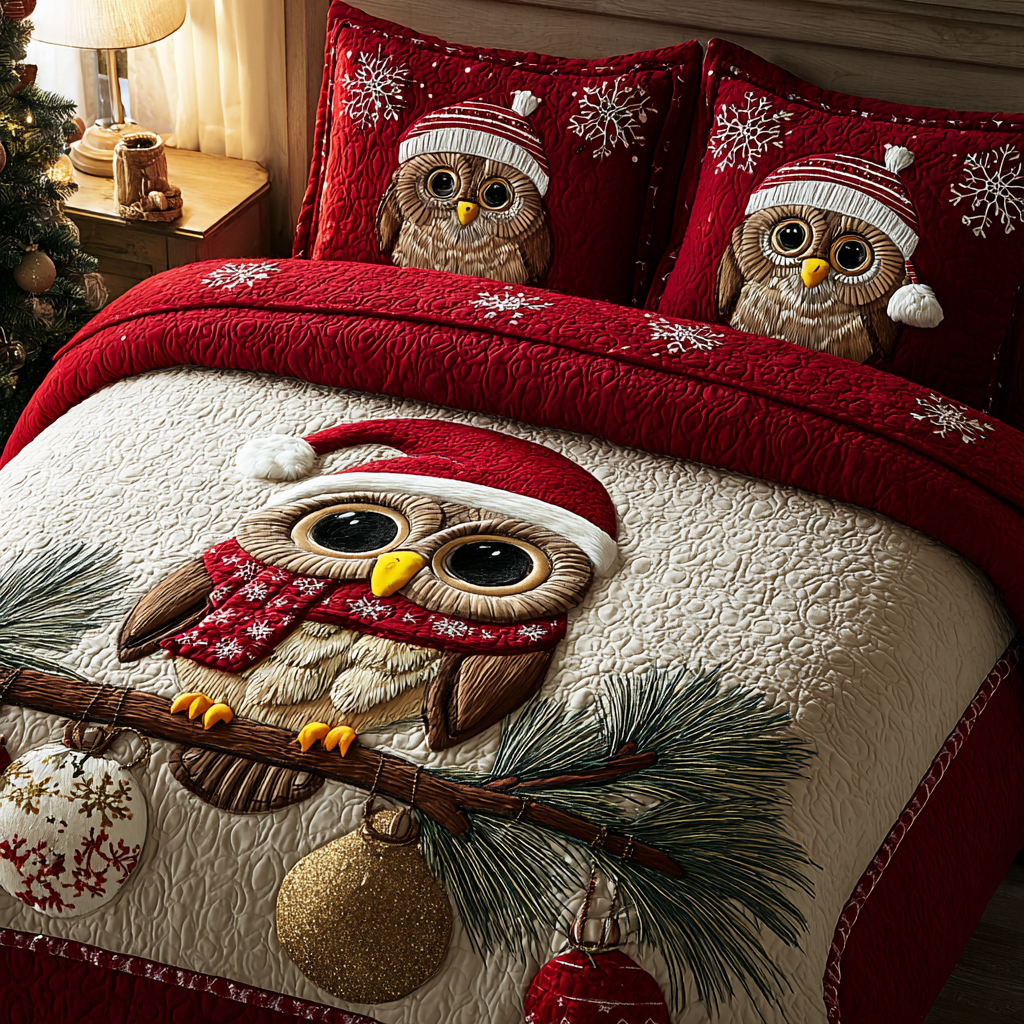 Silent Owl 3-Piece Quilted Bedding Set NCU0DK11162