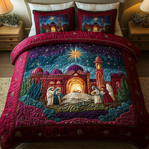 Silent Prayer 3-Piece Quilted Bedding Set NCU0VH1174