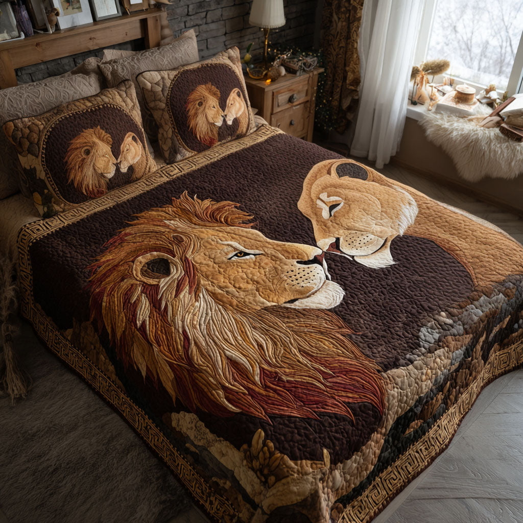 Silent Roar of Love 3-Piece Quilted Bedding Set NCU0PT11045