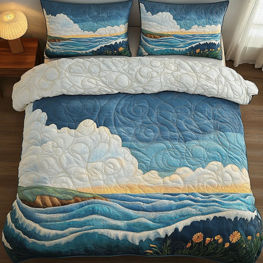 Silent Shores 3-Piece Quilted Bedding Set NCU0DV5621