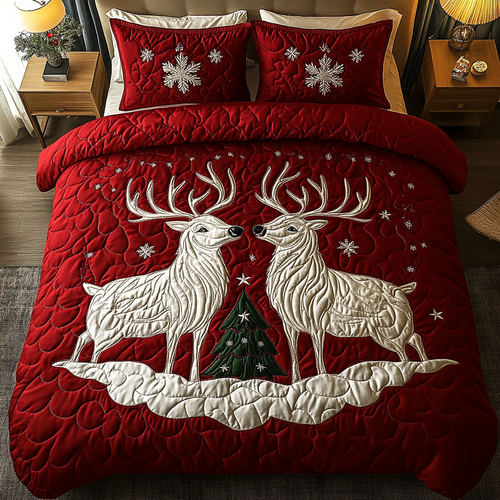 Silent Sleigh 3-Piece Quilted Bedding Set NCU0DK2686