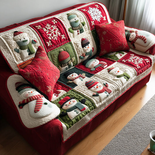 Silent Snow Evening Quilted Sofa Cover NCU0TD1456