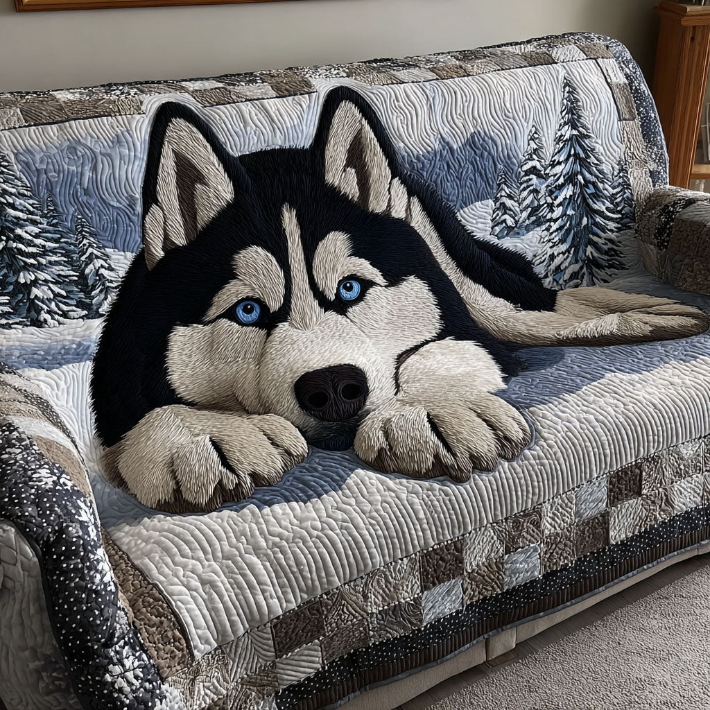 Silent Snow Watcher Quilted Sofa Cover NCU0PT9817 – Vantique