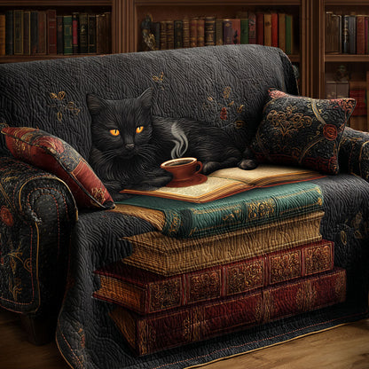Reading Cat Quilted Sofa Cover NCU0VT355