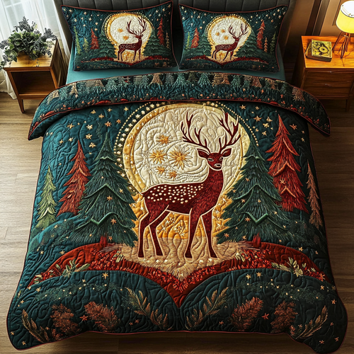Silent Stag 3-Piece Quilted Bedding Set NCU0DK2729