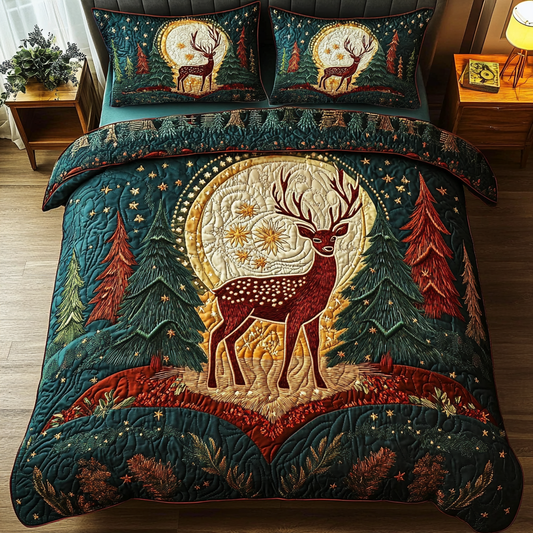Silent Stag 3-Piece Quilted Bedding Set NCU0DK2729