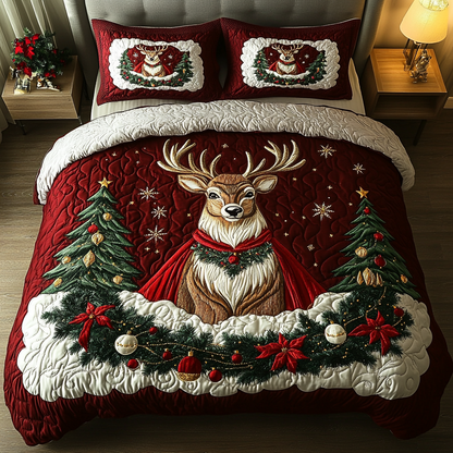 Silent Stag 3-Piece Quilted Bedding Set NCU0DK2772