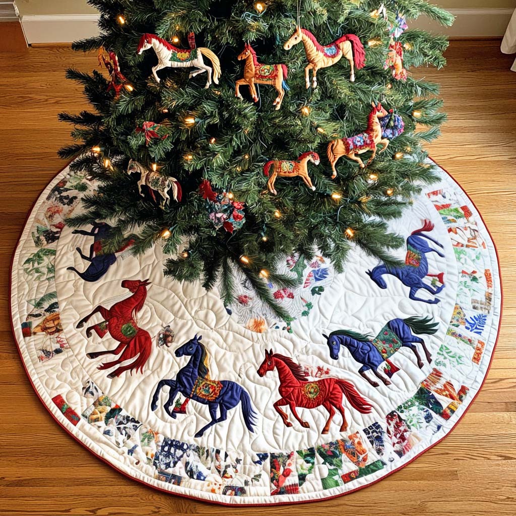 Silent Stallion Christmas Quilted Tree Skirt NCU0NT1801