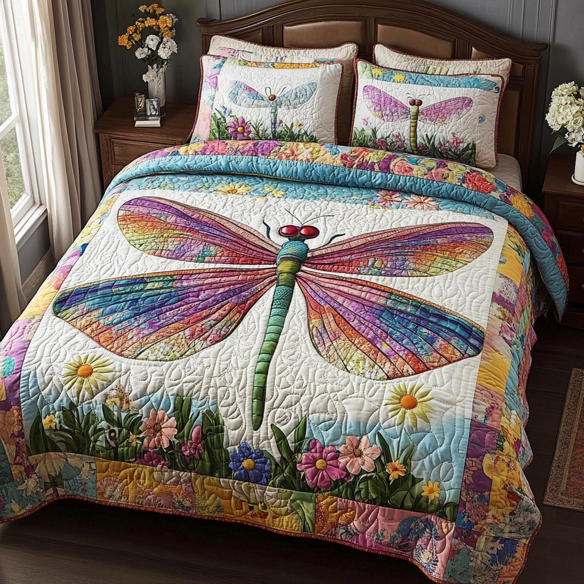 Silent Wings 3-Piece Quilted Bedding Set NCU0DV9293