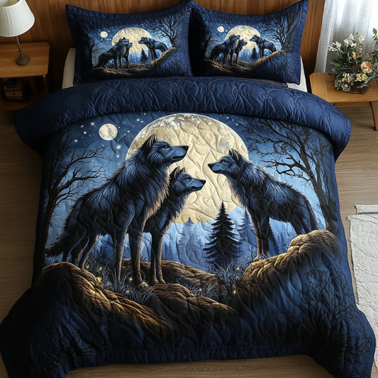 Silent Wolf 3-Piece Quilted Bedding Set NCU0DK8018