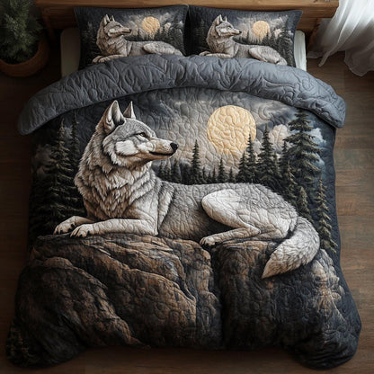 Silent Wolf 3-Piece Quilted Bedding Set NCU0DV9556