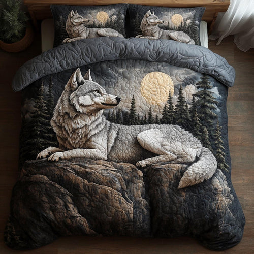 Silent Wolf 3-Piece Quilted Bedding Set NCU0DV9556