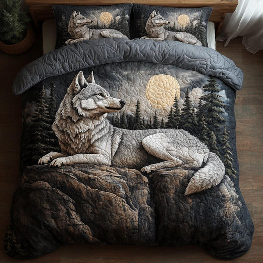 Silent Wolf 3-Piece Quilted Bedding Set NCU0DV9556