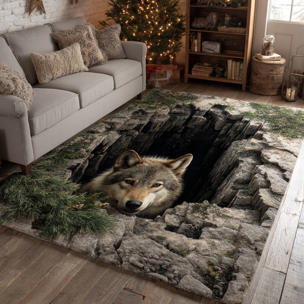 Silent Wolf Chasm Area Rug NCU0HH1544