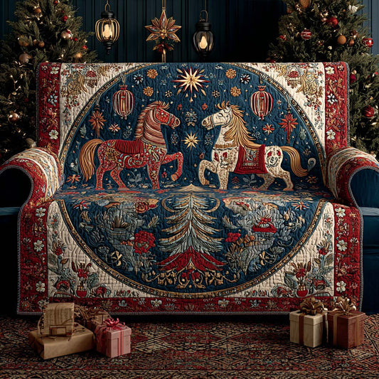 Silver Moon Christmas Pony Quilted Sofa Cover NCU0XD2153