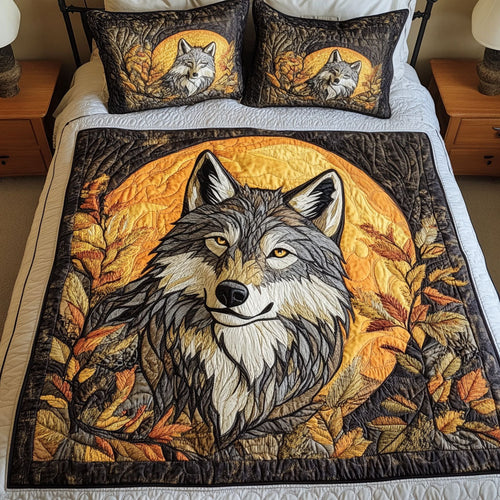 Silver Moon Wolf 3-Piece Quilted Bedding Set NCU0NT2560